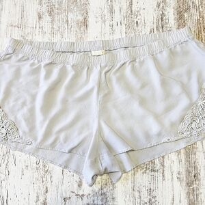 Aerie Pajama Sleep Lounge Shorts Size Large Light Gray Embroidered Side Detail